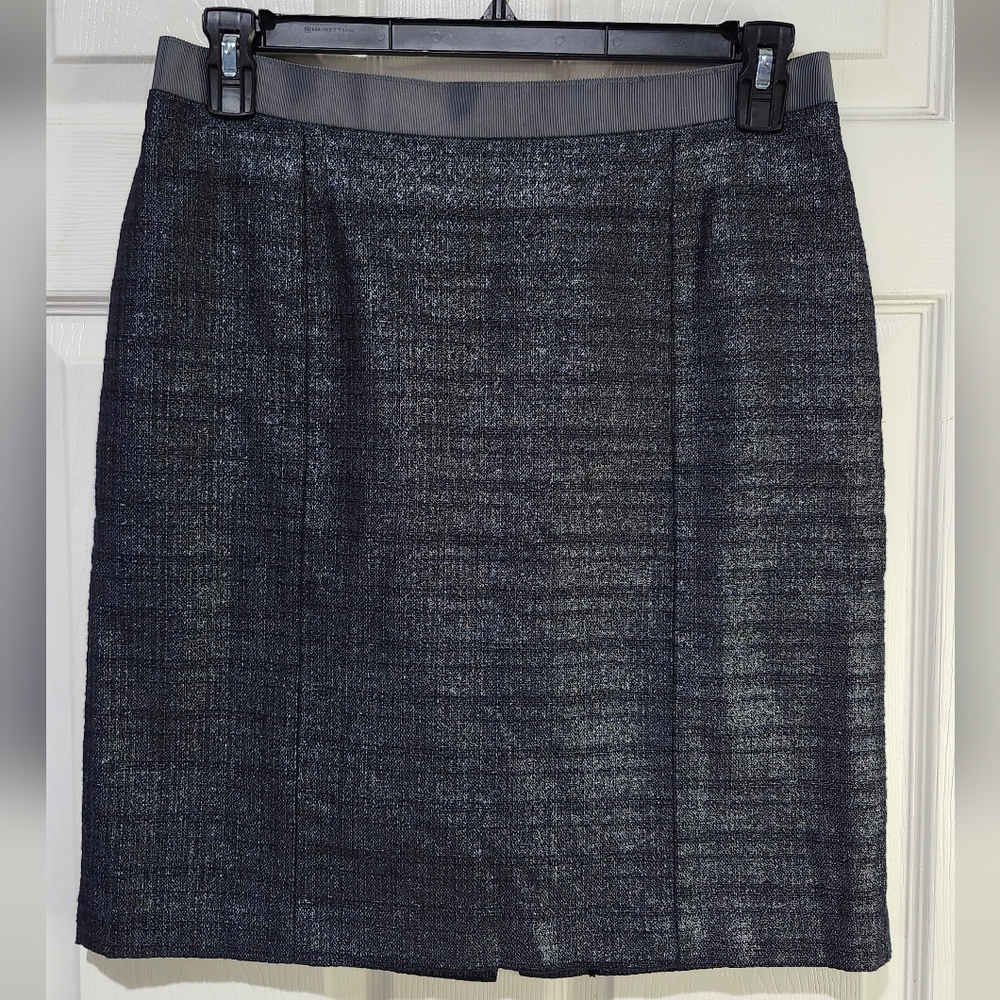 LOFT Black Metallic Pencil Skirt Size 10